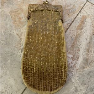 NWOT Vintage K Collection Embroidered Gold Beaded Hand Design Coin Wallet/Purse